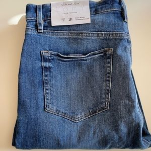 LOFT High Waist Straight Crop Jeans with Raw Cut Ankle
